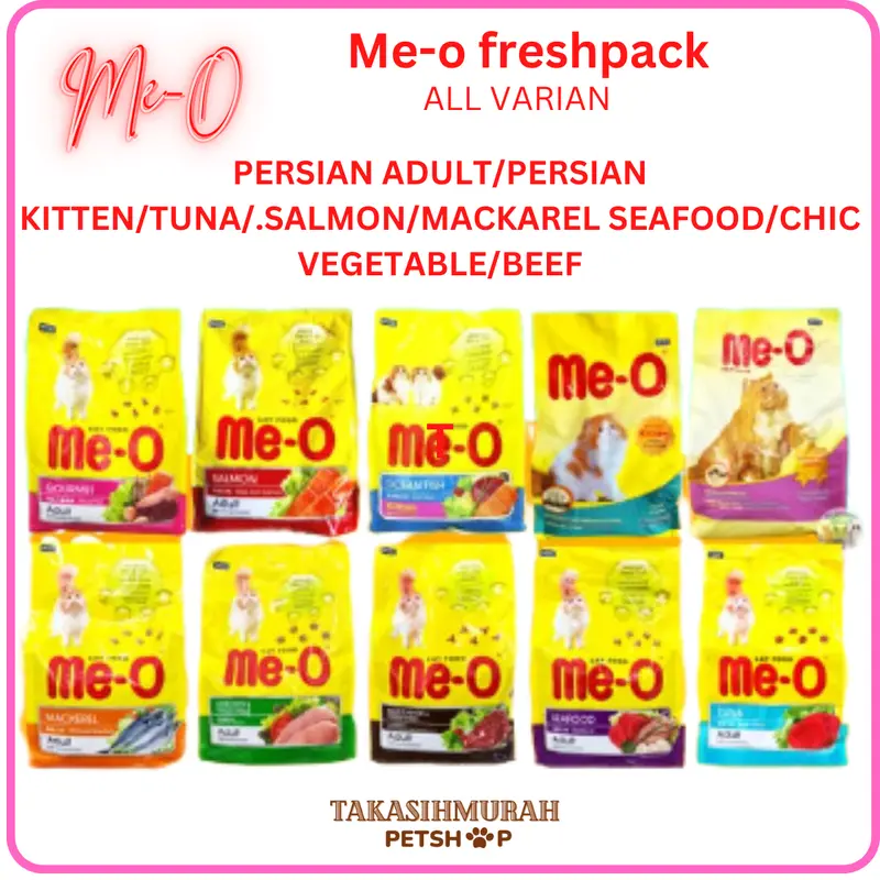 Me-o meo freshpack 1.1 persian adult / kiten persian / kitten ocean fish / meo  tuna mackarel salmon beef chicken vegetableetable gourmrnt ,meo repack 1kg 3