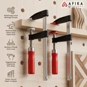 Alat Penjepit Kayu F Clamp Besi Klem Jepit Panjang Catok Papan Siku Heavy Duty Wood Working - 50 x 200 mm