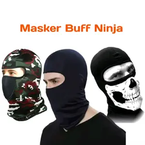Masker Ninja Full Face Balaclava Masker Baff Motor Hitam Polos, Army, dan Tengkorak