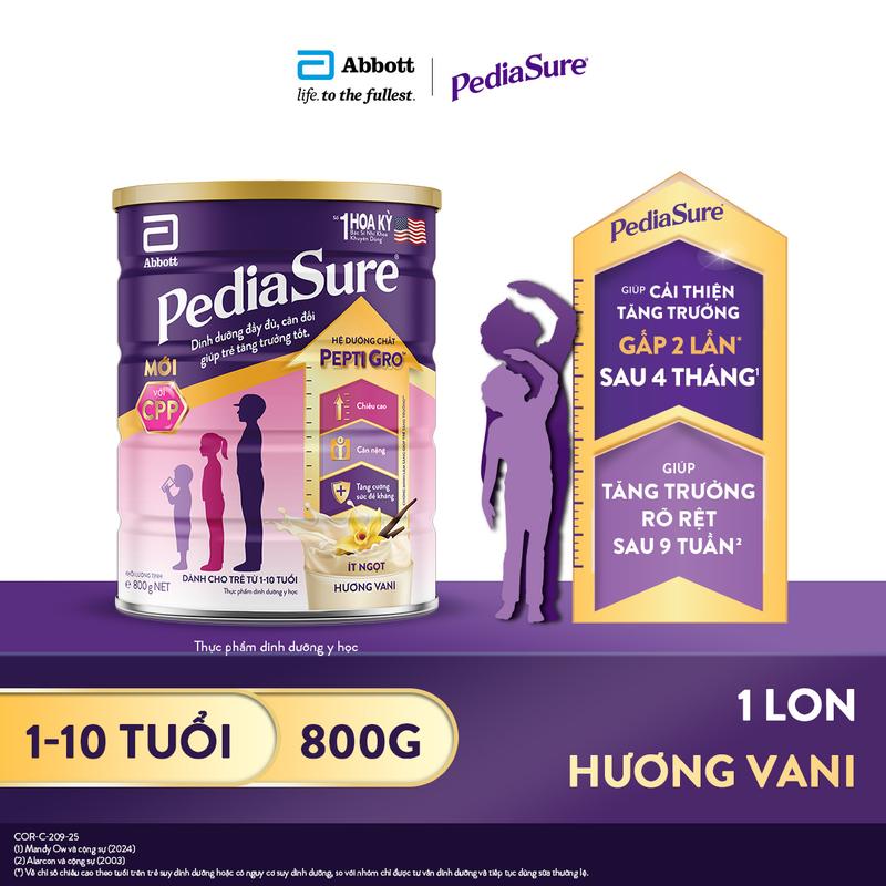   TẶNG BALO KHỦNG LONG CHO BÉ  PEDIASURE DẠNG BỘT HƯƠNG VANI 800G 