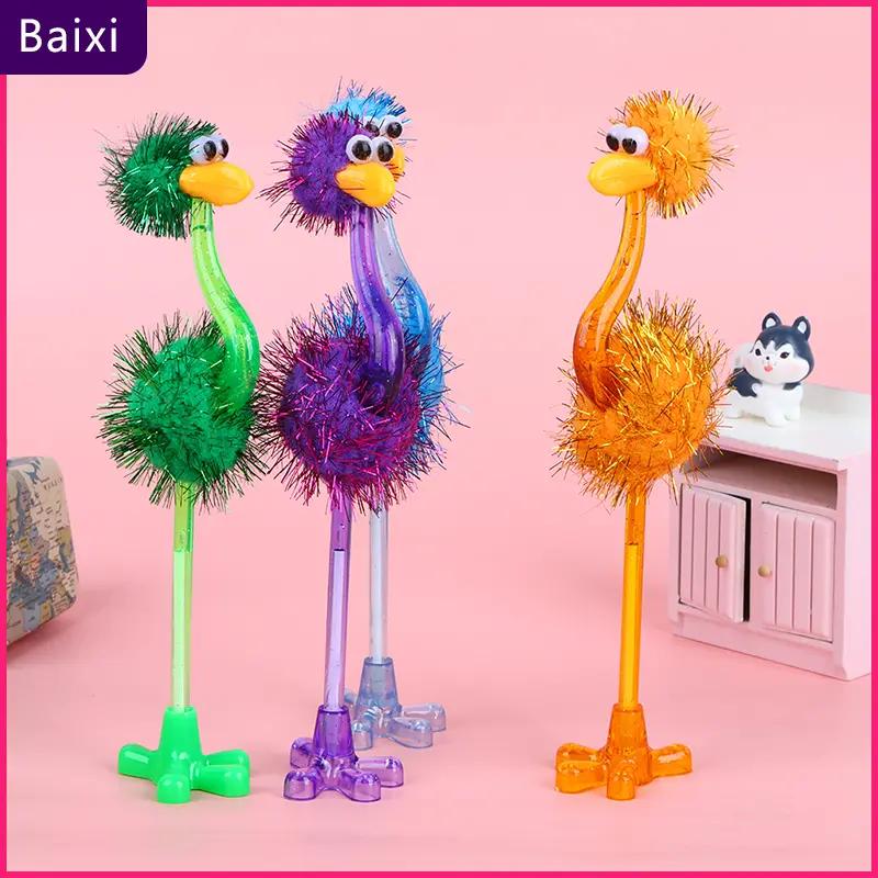 Kawaii hình con đà điểu hoạt hình cây bút hình cầu màu xanh lông sáng tạo mực cây bút cho văn phòng của sinh viên đồ văn phòng