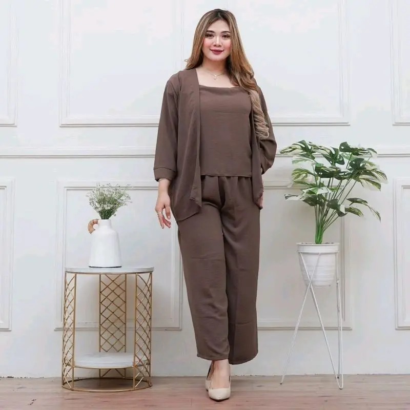 One Set Fuji 3 in 1 Set Blazer With Inner Cringkel Airflow Premium Celana Kulot jumbo 0