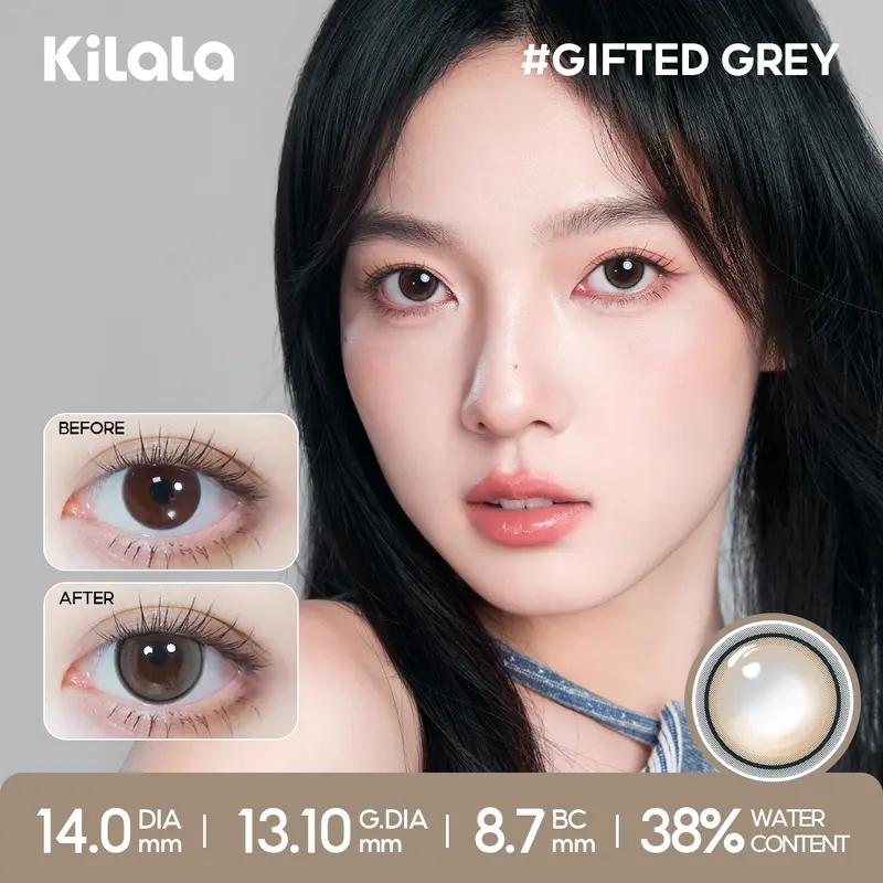 Kilala Lens 1 Ngày 10 chiếc kính áp tròng màu đen nâu xám tím DIA 14.0-14.5mm độ cận 0-7 lens siêu mỏng 0.06 mm nâng cấp thành phần giữ ẩm đeo lâu không mỏi mắt [series Sense Of Lens] 3
