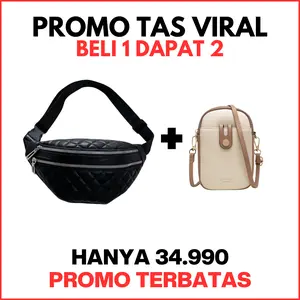 [TAS VIRAL] BELI 1 DAPAT 2 - Mini Tas Selempang Wanita Bahan Kulit Mikro Bordir Ukuran 32x17 CM BONUS Mini Selempang Pouch MUAT SEMUA JENIS HP Ukuran 8x5x15 CM