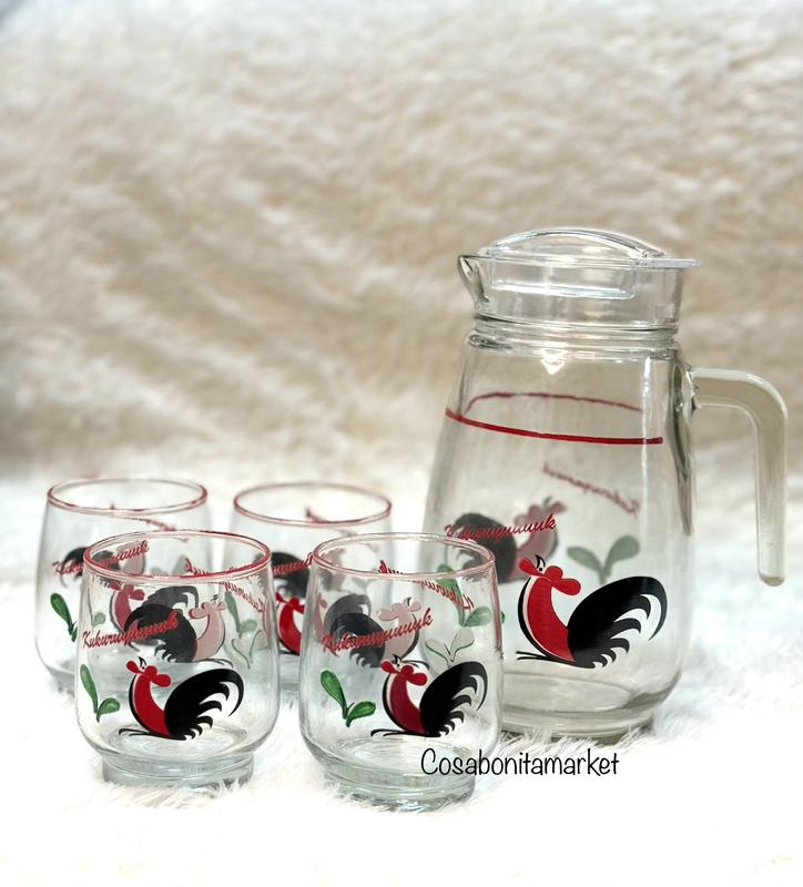 TEKO SET CANTIK Kukuruyuuuk Drink Set (5PCS) Gelas 1