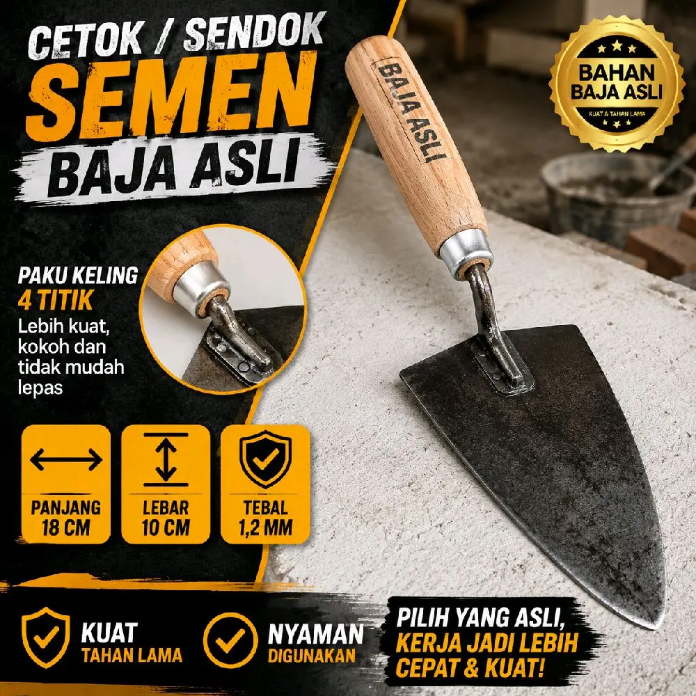 Cetok Baja Asli 18 cm Paku 4 – Andalan Tukang Bangunan