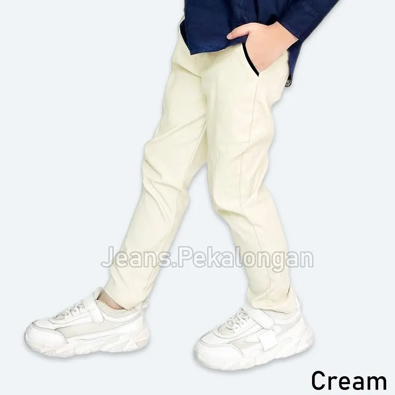 Celana panjang Chino anak laki-lakiusia 1-13 tahun twill stretch slim fit combed kids unisex Katun Cotton 4
