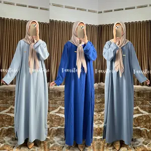 Tansstore - Baju  Maxi  Wanita Semi Abaya 2025 - Long Daily Dress - Casual Simple Muslim Gamis Dewasa Remaja Lebaran Kondangan