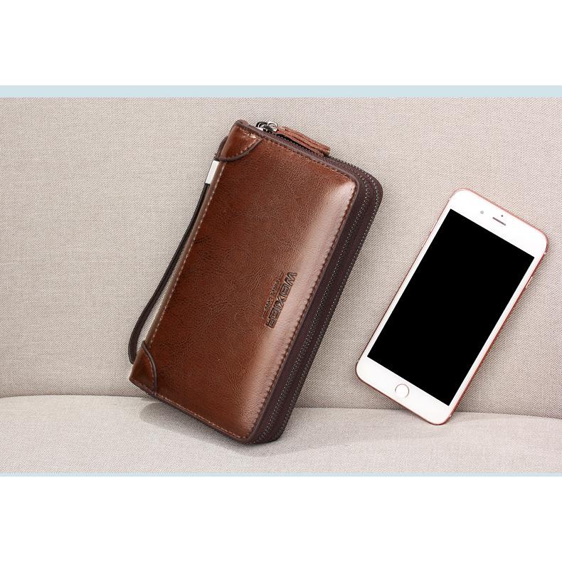 Dompet Panjang Pria Kulit Import Original Weixier Premium Waterproof Hand Clutch Bag Dengan Slot Kartu Kulit PU Berkualitas 6
