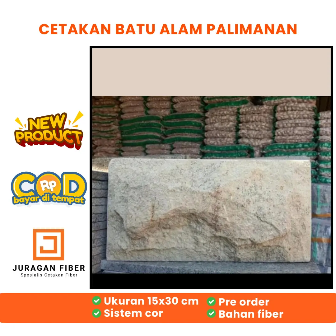 Cetakan Batu Alam Palimanan 15x30 cm Bahan Fiber