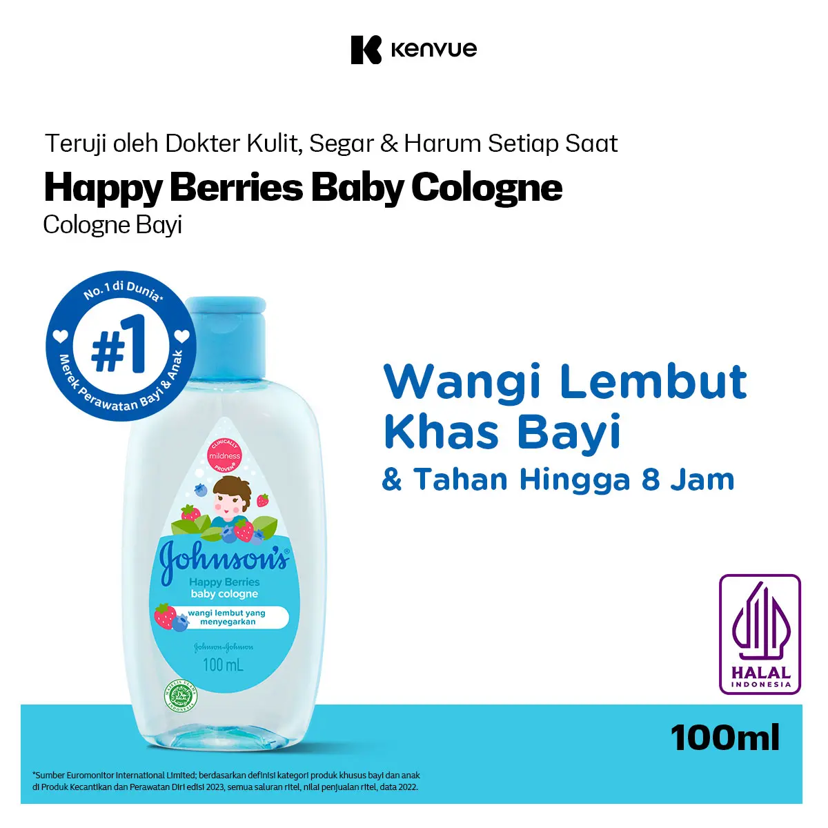 JOHNSON'S Baby Cologne Happy Berries 100 ml - Minyak Wangi Parfum Bayi Aman Untuk Kulit