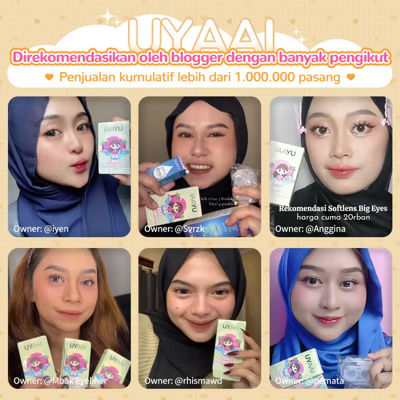[COD] New Arrival UYAAI SOFTLENS Glacier Blue brown 1 Pasang LENSA KONTAK Warna Diameter 14.2 MM-14.5mm MINUS 0-6.00 USE 6 MONTH Eye Soflen 8