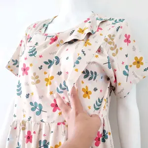 Baju Dress Menyusui Bukaan Samping Kanan Kiri | Daster Rayon Busui Friendly Kerah Oval Vintage