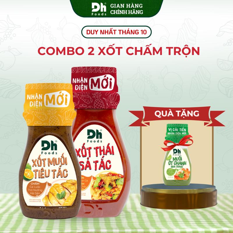 Combo Xốt Muối Tiêu Tắc 120gr và Xốt Thái Sả Tắc 200g Dh Foods - Sốt Thái Trộn Chân Gà, Nước Chấm Hải Sản, Thịt Nướng