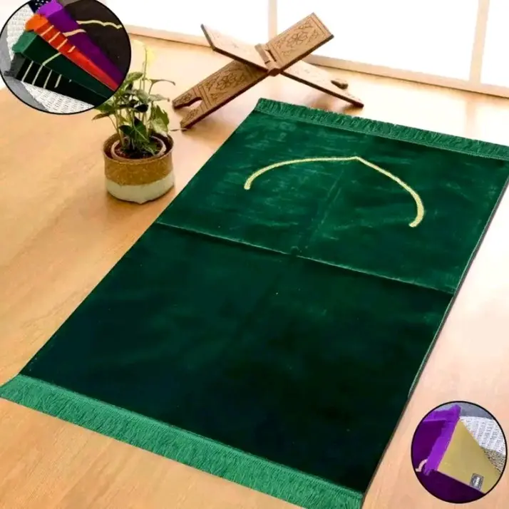Sajadah Yamani Polos Sajadah Turkiye Turki Dewasa Ukuran 110x70cm Motif Muslim Traveling Hitam 6
