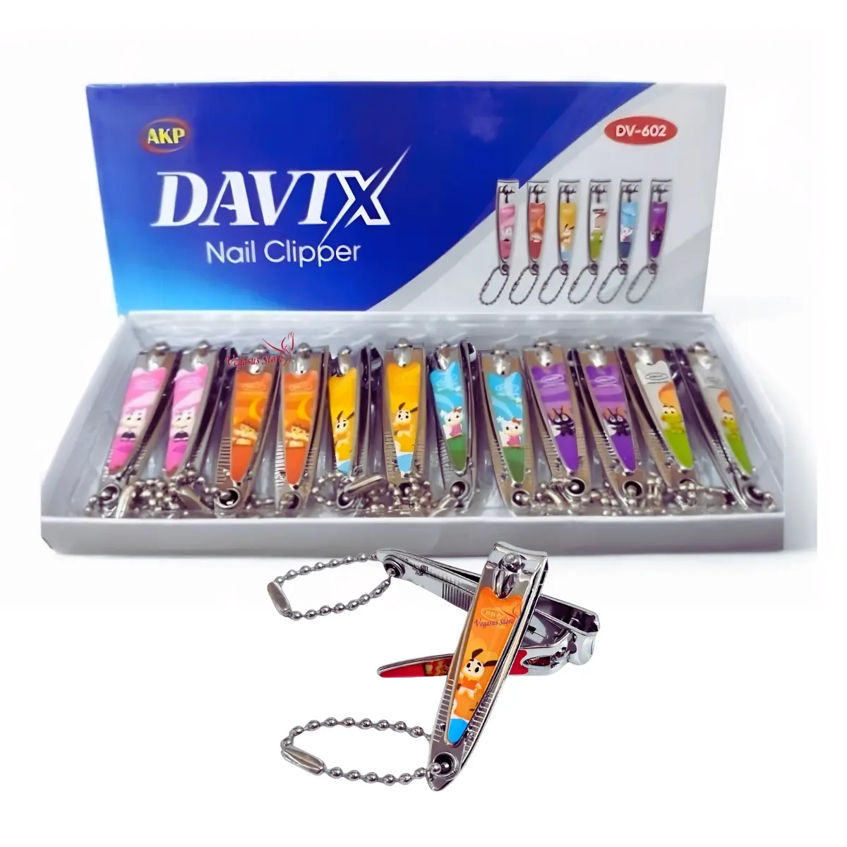 Davix 12Pcs Gunting Kuku Karakter Lucu - Stainless Steel Tajam & Anti Karat - Lengkap dengan Kikir & Gantungan Kunci - Ideal untuk Keluarga & Travel - Motif Kartun Lucu - Ergonomis Nyaman - Hemat untuk Grosir - Alis, Kuping