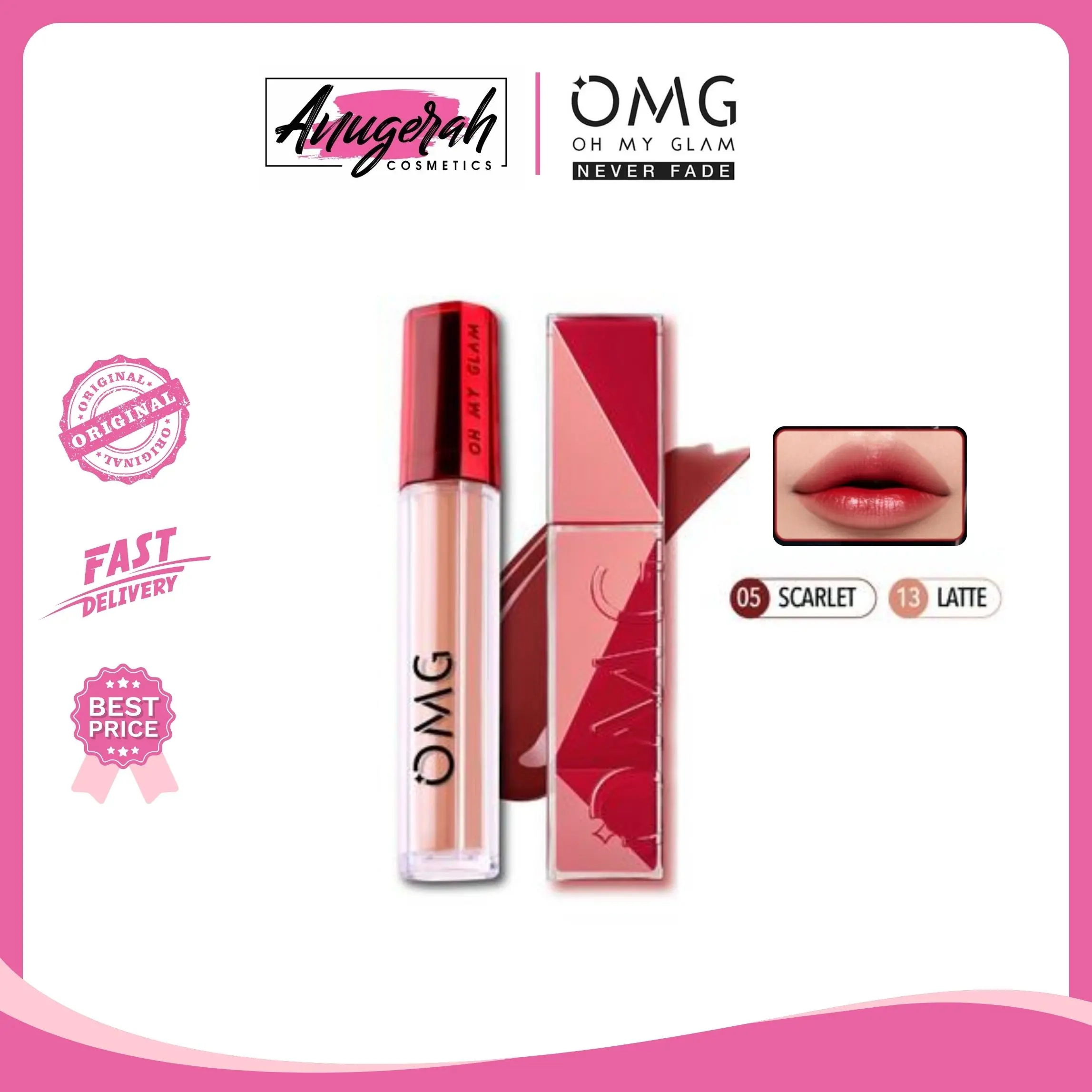 [Paket Ombre] OMG OH MY GLAM Paket Ombre Lip Vinyl + Lip Cream