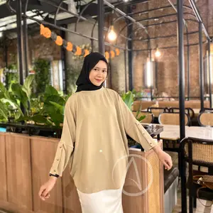 Atasan Knit Wanita Inara Jumbo Kaos Oversize Lengan Panjang Blouse Batwing LD Besar Nyaman Daily