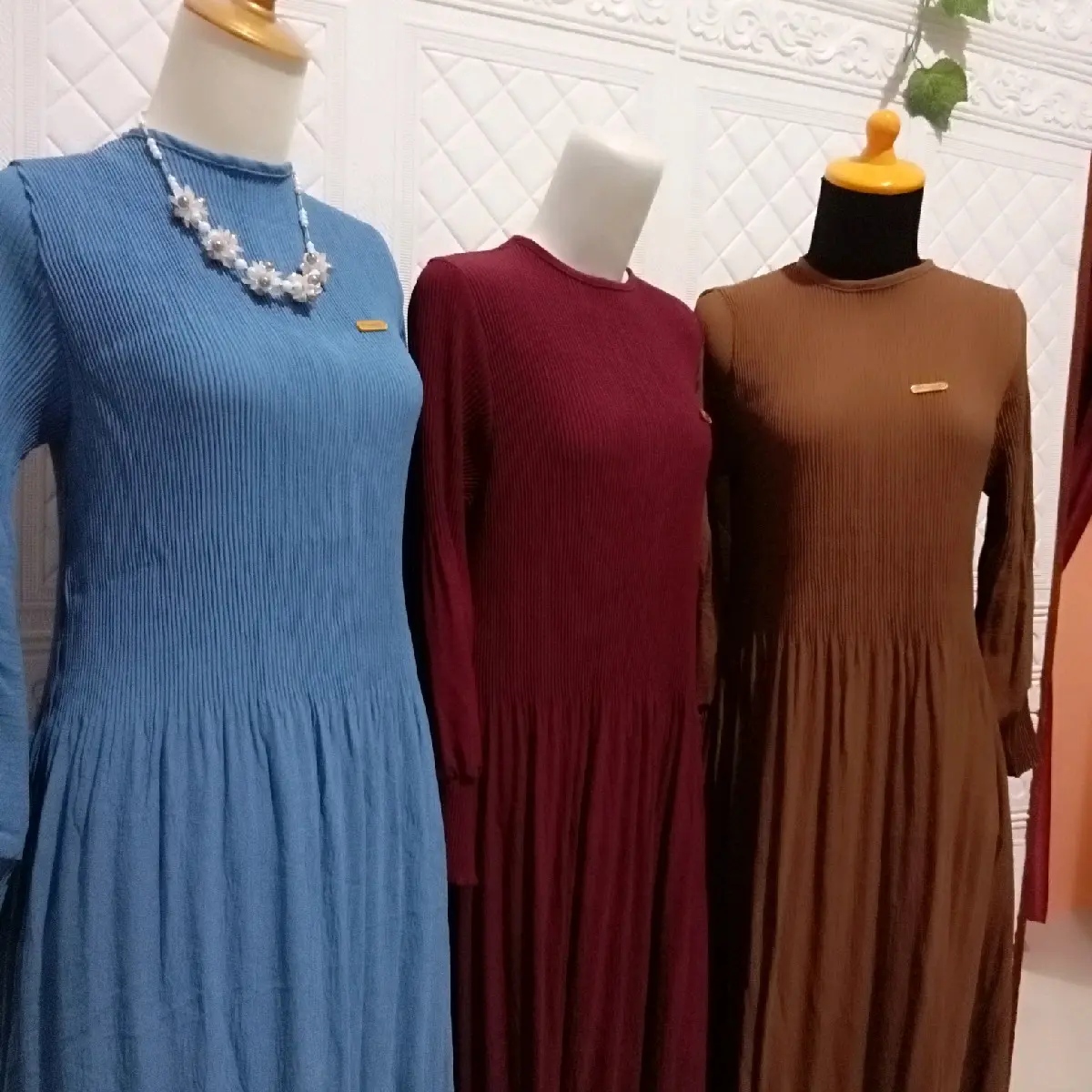 widya dress denim  bahan crinkle premium