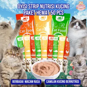 Paket Mix Hemat OYISI Snack Kucing Berbagai Rasa Tuna Salmon Ayam Ikan Kod Daging Sapi 50g dan 15g