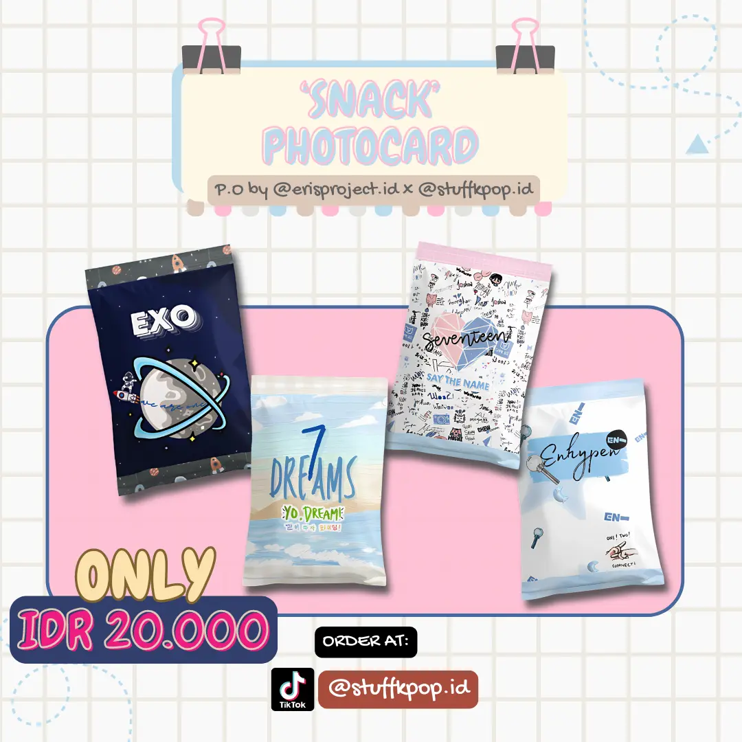 (erisproject.id) ‘Snack’ Photocard (P.O by @erisproject.id x @stuffkpop.id) (EXO,NCT Dream, Enhypen, Seventeen, Hologram Photocard, Photocard, PC EXO, PC SVT, PC ENHA, PC NCT Dream, Hologram, PC Holo))