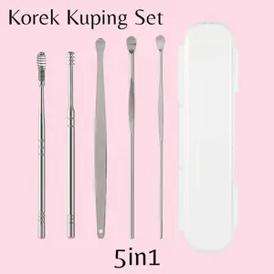 Alat Pembersih Telinga Korek Kuping Stainless Steel Paket set
