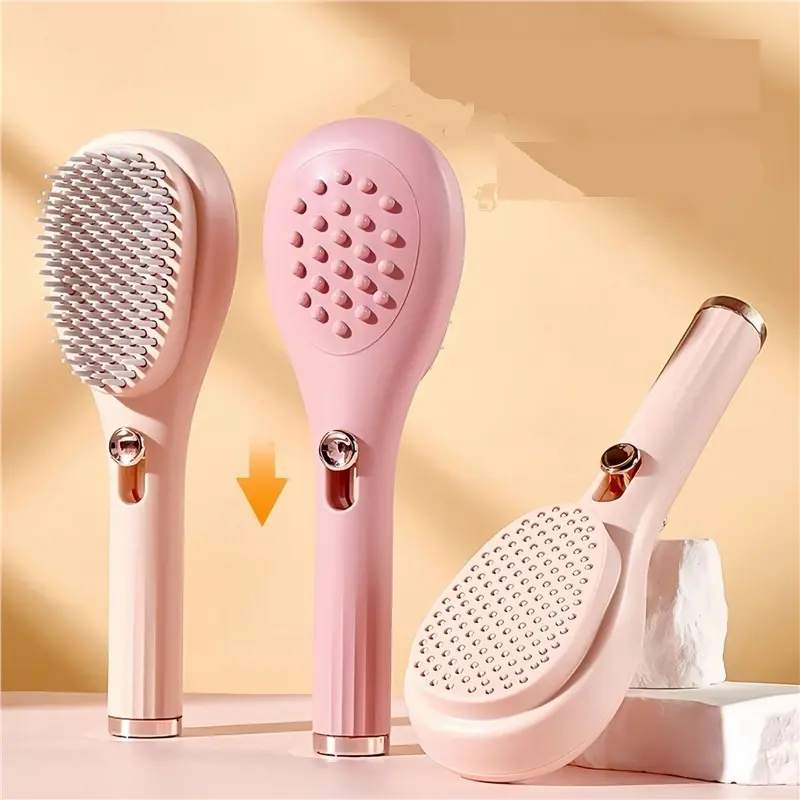Portable household retractable comb, magic massage comb, scalp broken hair cleaning comb, push-type cleaning design air cushion massage comb, suitable for all hair types