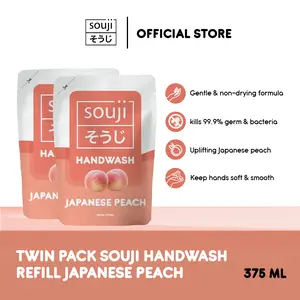 SOUJI Antibacterial Hand Wash Refill Japanese Peach 375ml Twin Pack