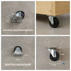 1.25 Inch (32mm) Roda Karet Light Duty -Troli Lemari Rak - Unico