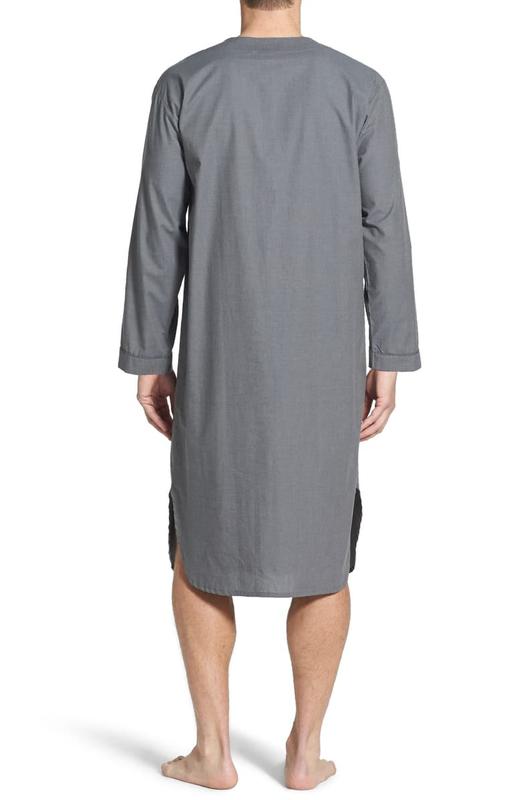 Product Introduction of Muslim Men's Robe Southeast Asia Spring and Autumn Loose Lapel Placket Long Sleeve Mid-Length Robe Solid Color Pajamas 10