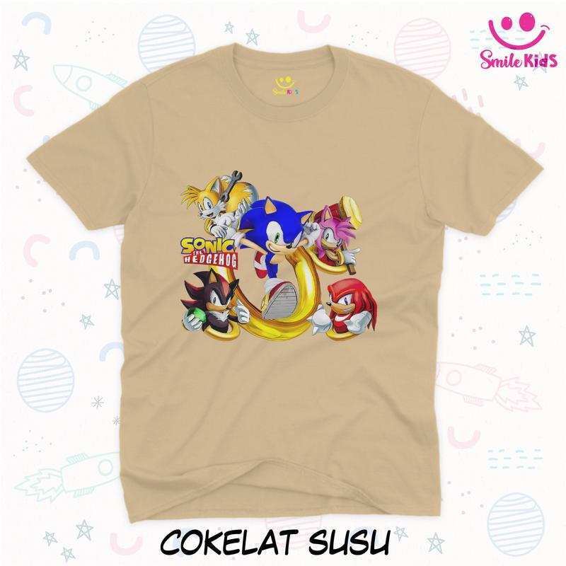 KAOS BAJU ANAK MOTIF SONIC THE HEDGEHOG AND FRIENDS Fashion Usia 1-10 Tahun Combed Cotton Perempuan 1