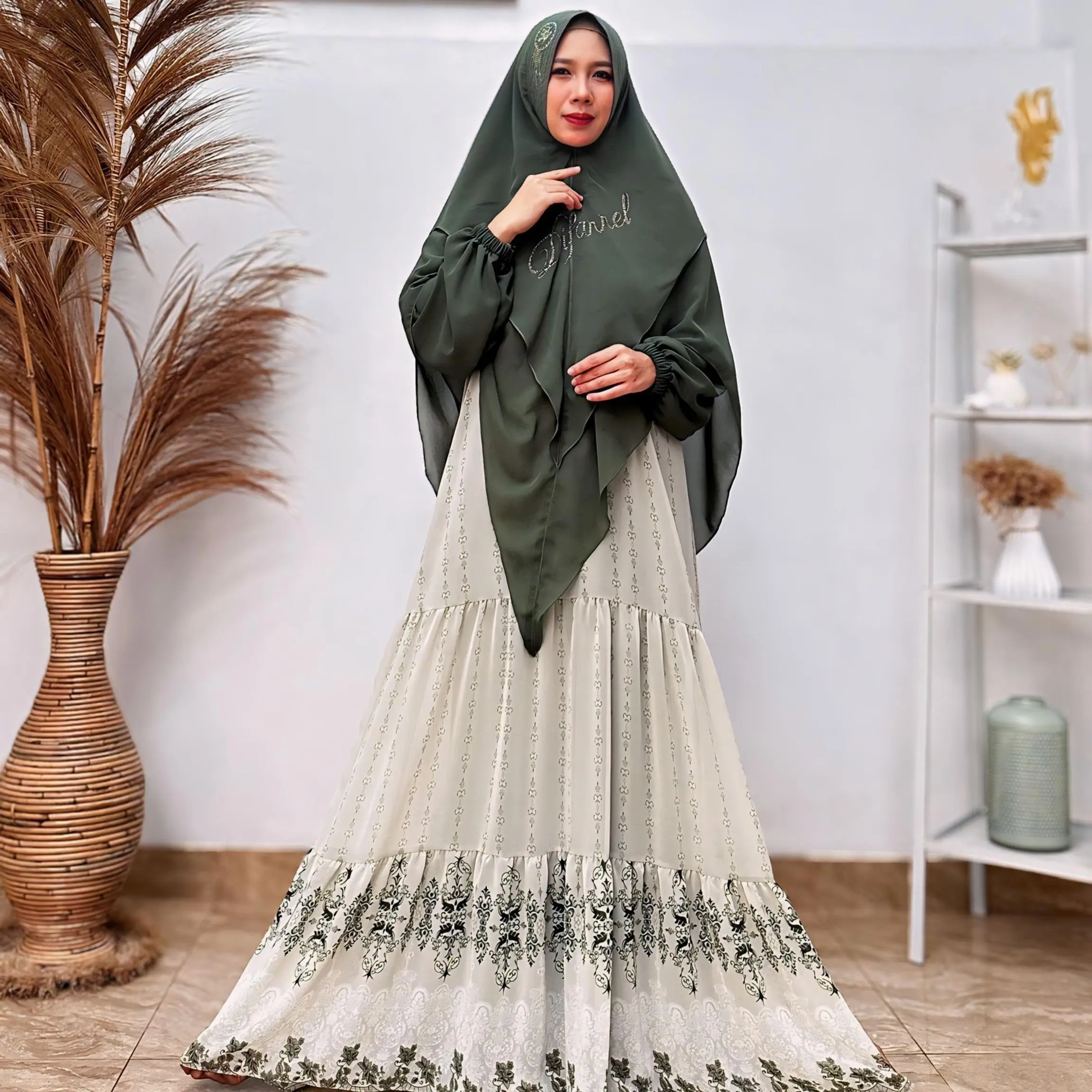 syafa  Set Syar'i (Gamis & Khimar) Cantik Ceruty Muslim Wanita Syari