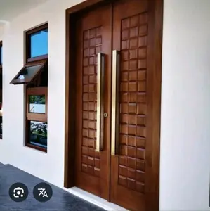 Pintu Utama 2 Lembar UK 65x200x4cm Kayu Jati Belanda Desain Elegan untuk Rumah Modern