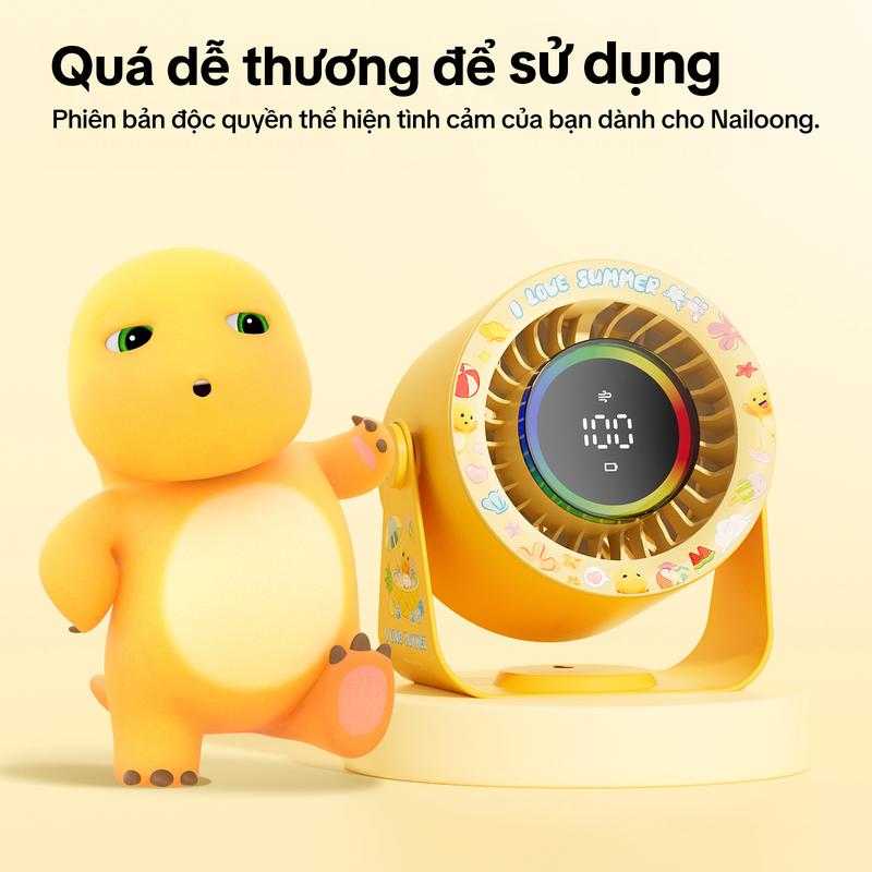  GOOJODOQ  Phiên bản giới hạn Nailoong Quạt để bàn màn hình LED 100 tốc độ cao gốc làm mát có thể điều chỉnh 90 độ 