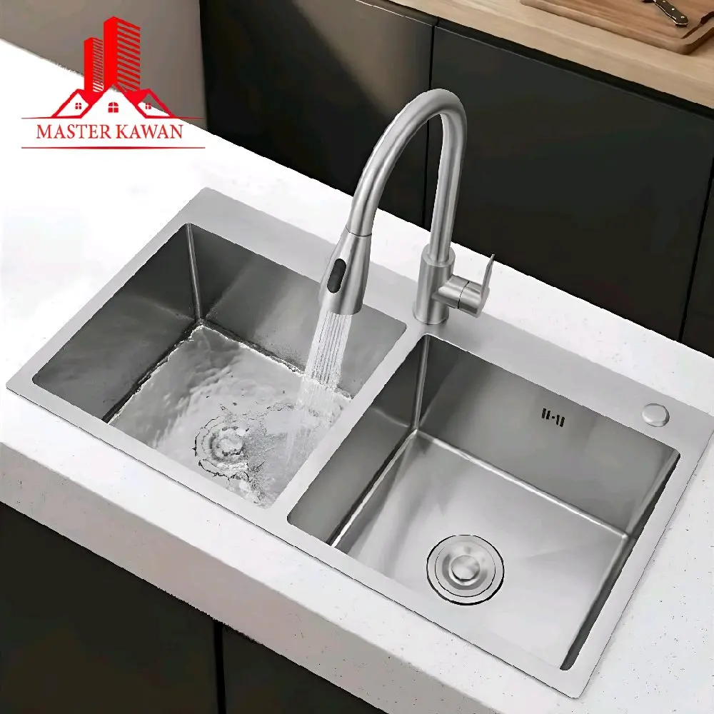 Paket Lengkap Kitchen Sink Stainless HANDMADE 8245 + Kran FLEKSIBEL Stainless SUS 304 /Bak Cuci Piring Wastafel Set