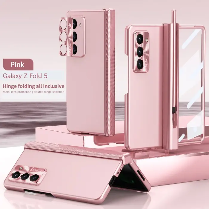 Samsung Galaxy Z Fold 5 Fold5 Case Casing Premium Magnetic Safir + Pen - Rosegold, Z Fold 5