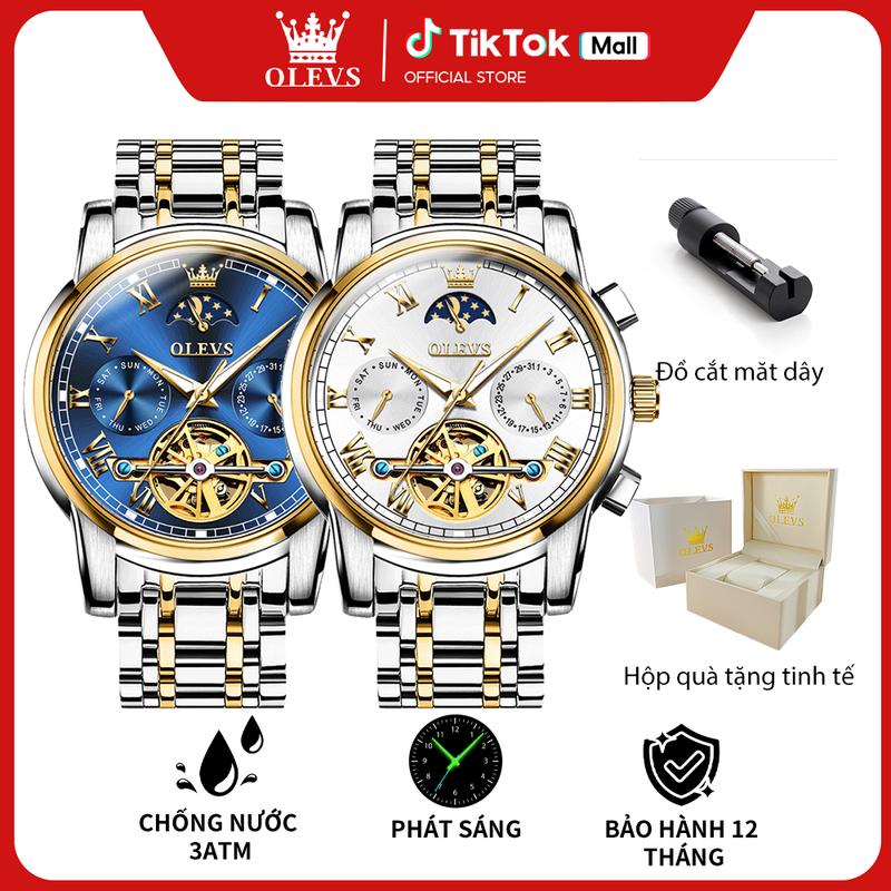 Đồng Hồ Cơ Nam Chính Hãng OLEVS 6617 Phát Sáng Dạ Quang Dây Đeo Tay Thép Không Rỉ Chống Nước Thời Trang Sang Trọng Lịch Lãm Dành Cho Phái Nam Size 41MM