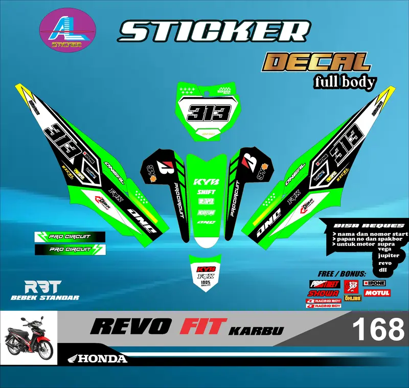 COD Sticker STRIPING RBT DECAL REVO FIT KARBU FULL BODY RBT VEGA BEBEK MODIF SUPERMOTO YZ CRF KLX RBT new terbaru MOTOR TRABAS AL vol 168 1