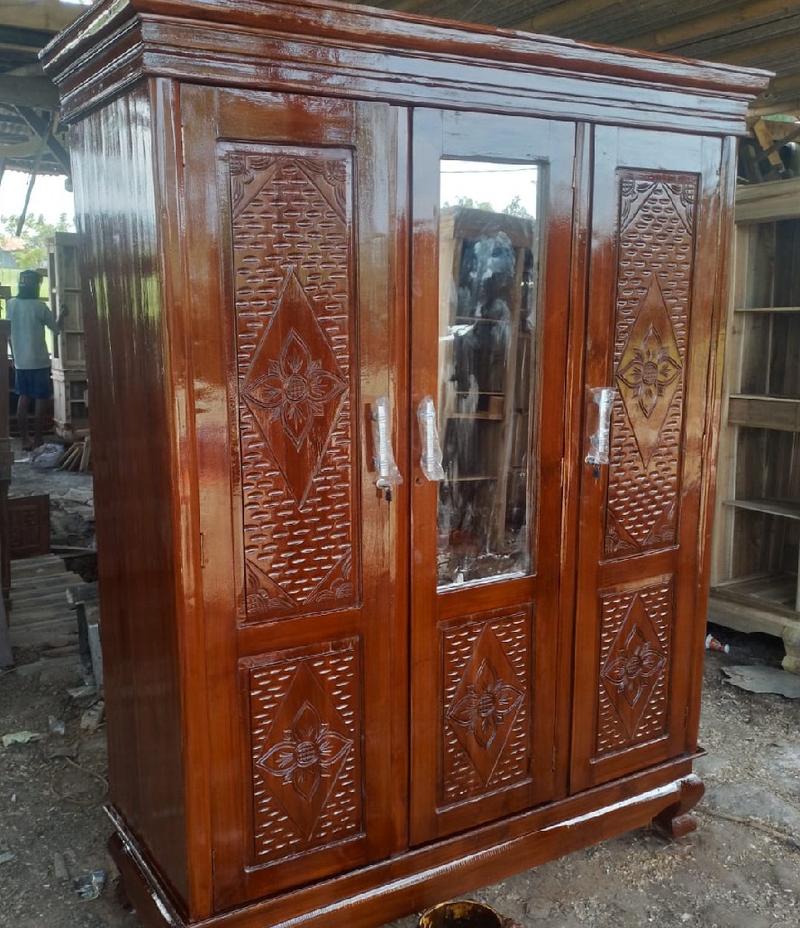 Product Introduction of furniture Lemari pakaian model pintu buka tutup pintu 3 berbahan kayu jati pengiriman khusus jabodetabek jawa barat Furniture 7
