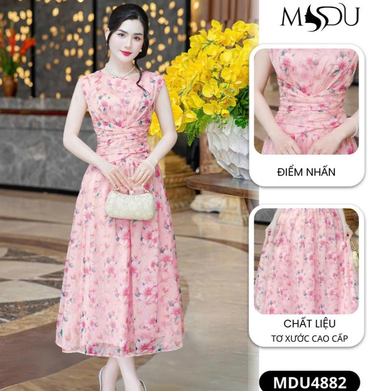   MIỄN SHIP  MDU4882 Váy Hoa Pastel Cao Cấp – Thanh Lịch Mềm Mại Với Chi Tiết Xếp Nếp Tinh Tế Tôn Dáng Dành Cho Nữ 