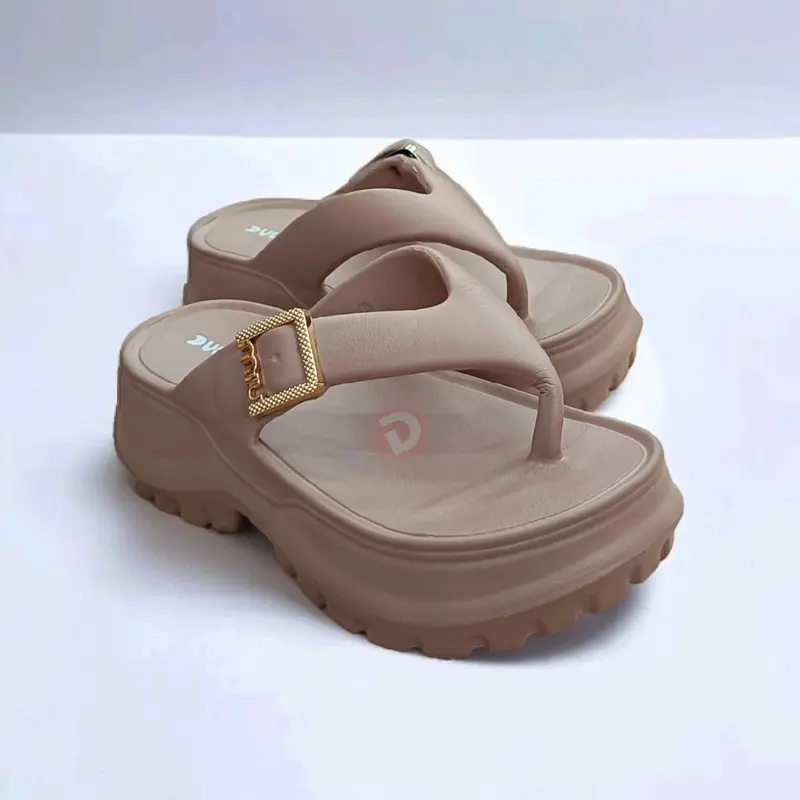 [Bisa COD] Sandal Jepit Wanita Model Kotak Emas Elegan Cocok Untuk Lebaran Idul Fitri Anti Slip Ringan Dipakai Dulux 693B Sendal Karet 6