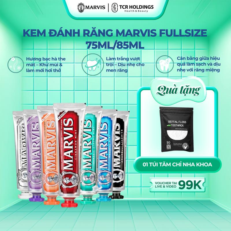 Kem đánh răng Marvis Toothpaste các loại 75/85ML - Hỗ Trợ Làm Trắng Răng, Thơm Miệng Dài Lâu