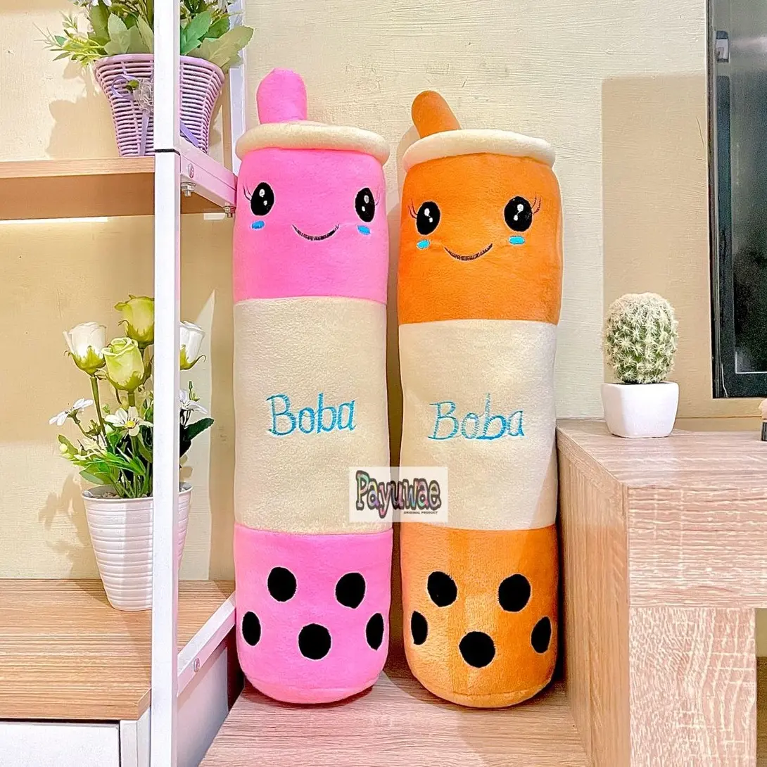Guling Boneka Boba Milk Tea Kain Halus Tinggi 60cm Kado Dolls Toys