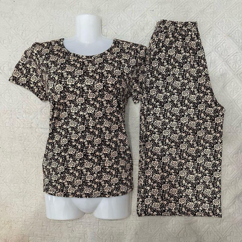  Đồ bộ aty nữ quần lửng rộng áo cổ tròn và cổ vuông tay lở 