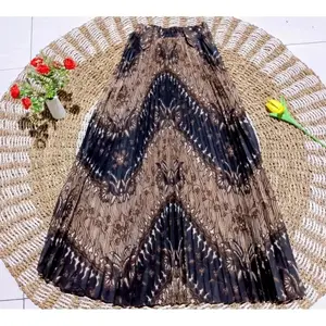 BundaStyle Batik-Rok Plisket Batik Jumbo Premium Bahan Katun Halus Tebal Muat Hingga BB 100kg Panjang 100cm Rok Mayung Super Jumbo untuk Seragam Wanita Rempel Kerja Bawahan Melar