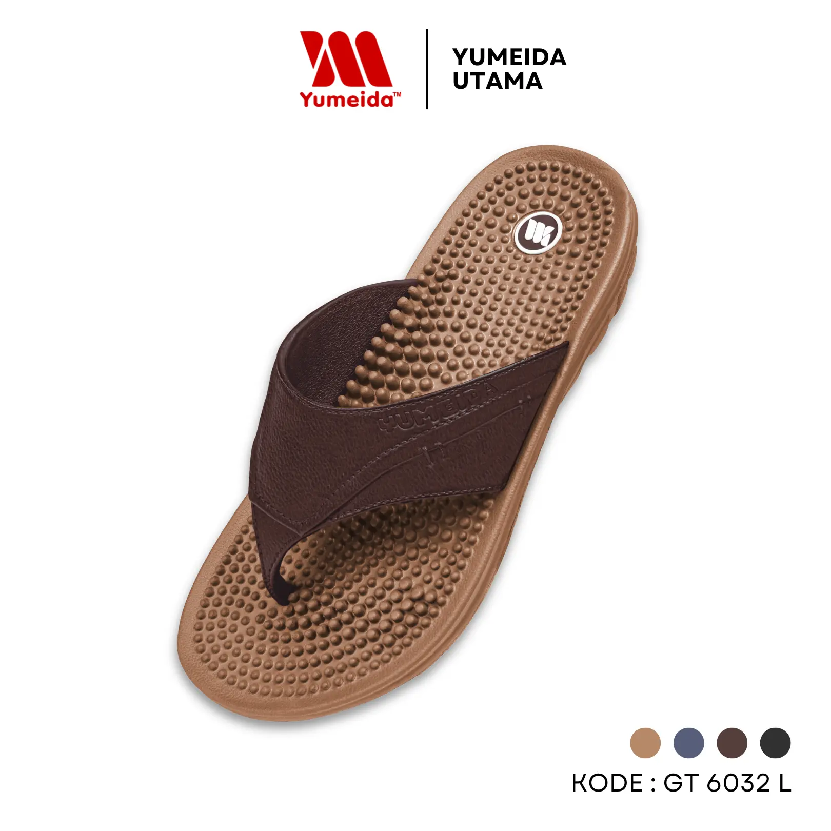 Yumeida GT-6032 L - Sandal Jepit Pria Slop Refleksi Kesehatan Karet Anti Slip Tahan Air