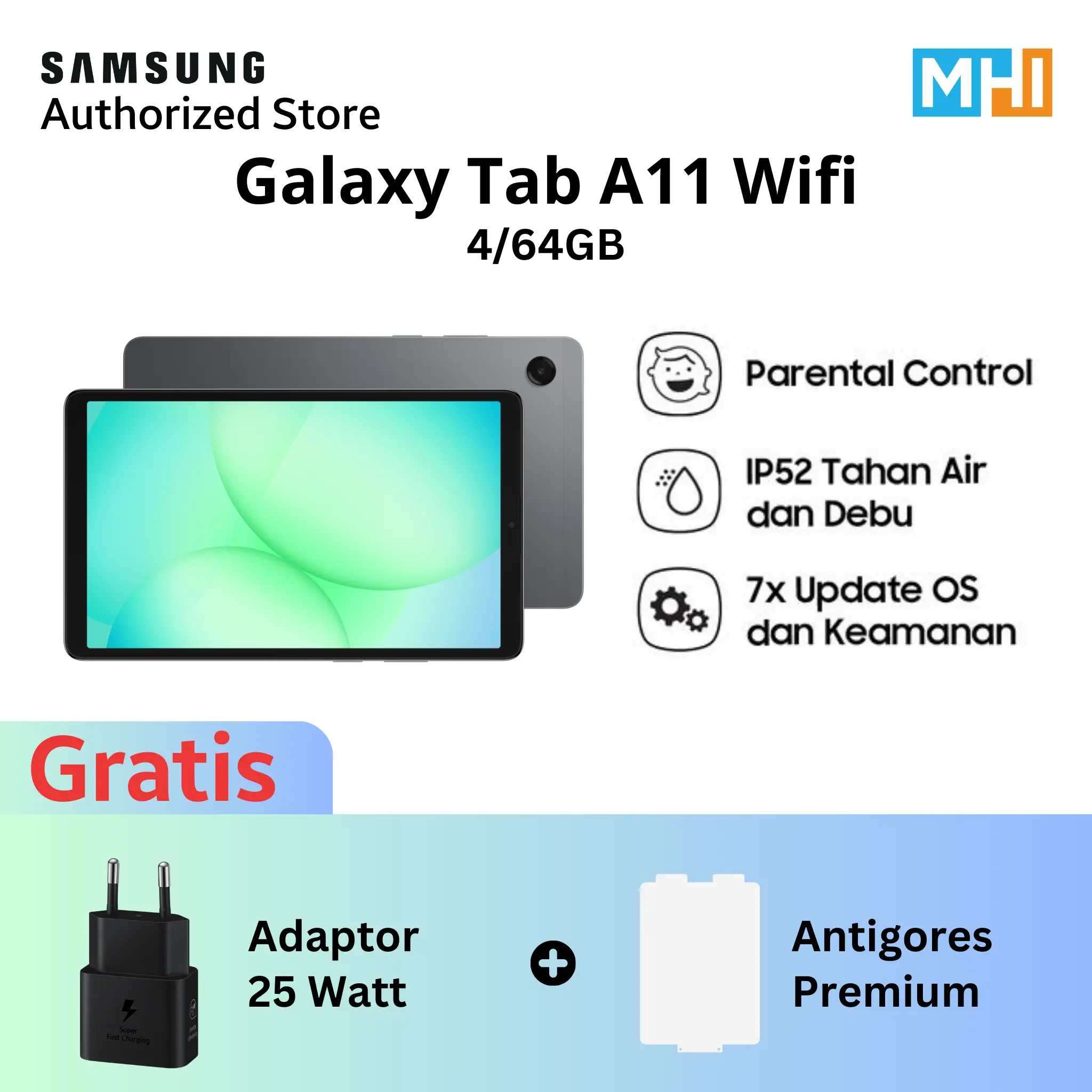Samsung Galaxy Tab A11 4/64GB dan Tab A11 Plus 6/128GB, Original, Garansi Resmi