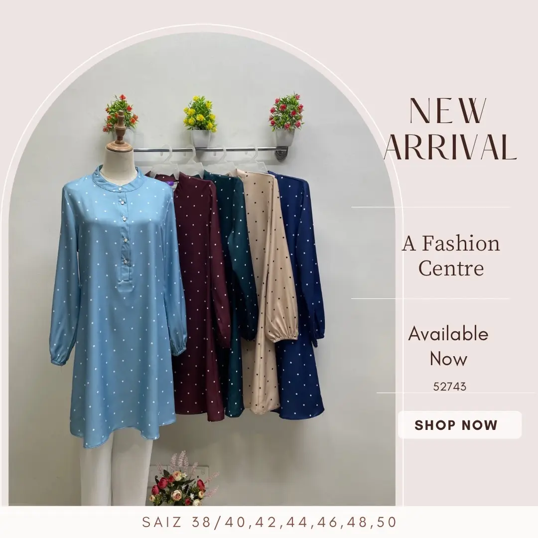 52743- Muslim fashion blouse Size 38/40,42,44,46,48,50 polka dots