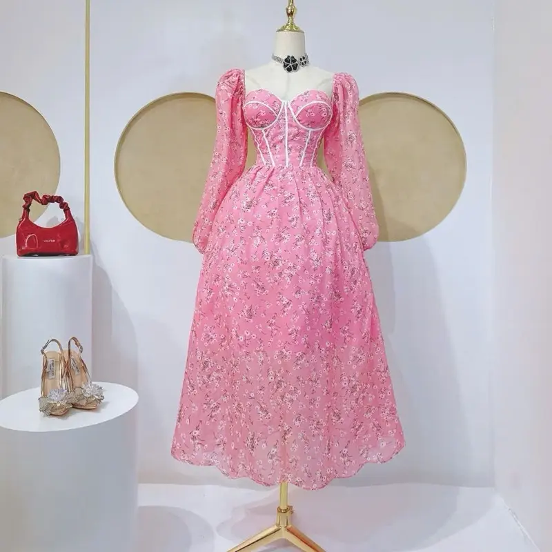 Fairy Dress Corset Maxi Chiffon Longsleeve