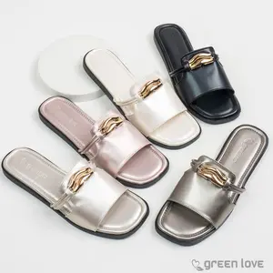 Green Love Sandal Flat Wanita LEONA Sendal